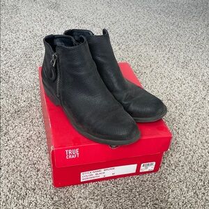 True Craft Perforated Black Ankle Booties
